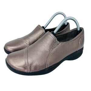 Clarks Walking Shoes Loafers Round Toe Slip On Motion Bronze Womens Size‎ 7.5M